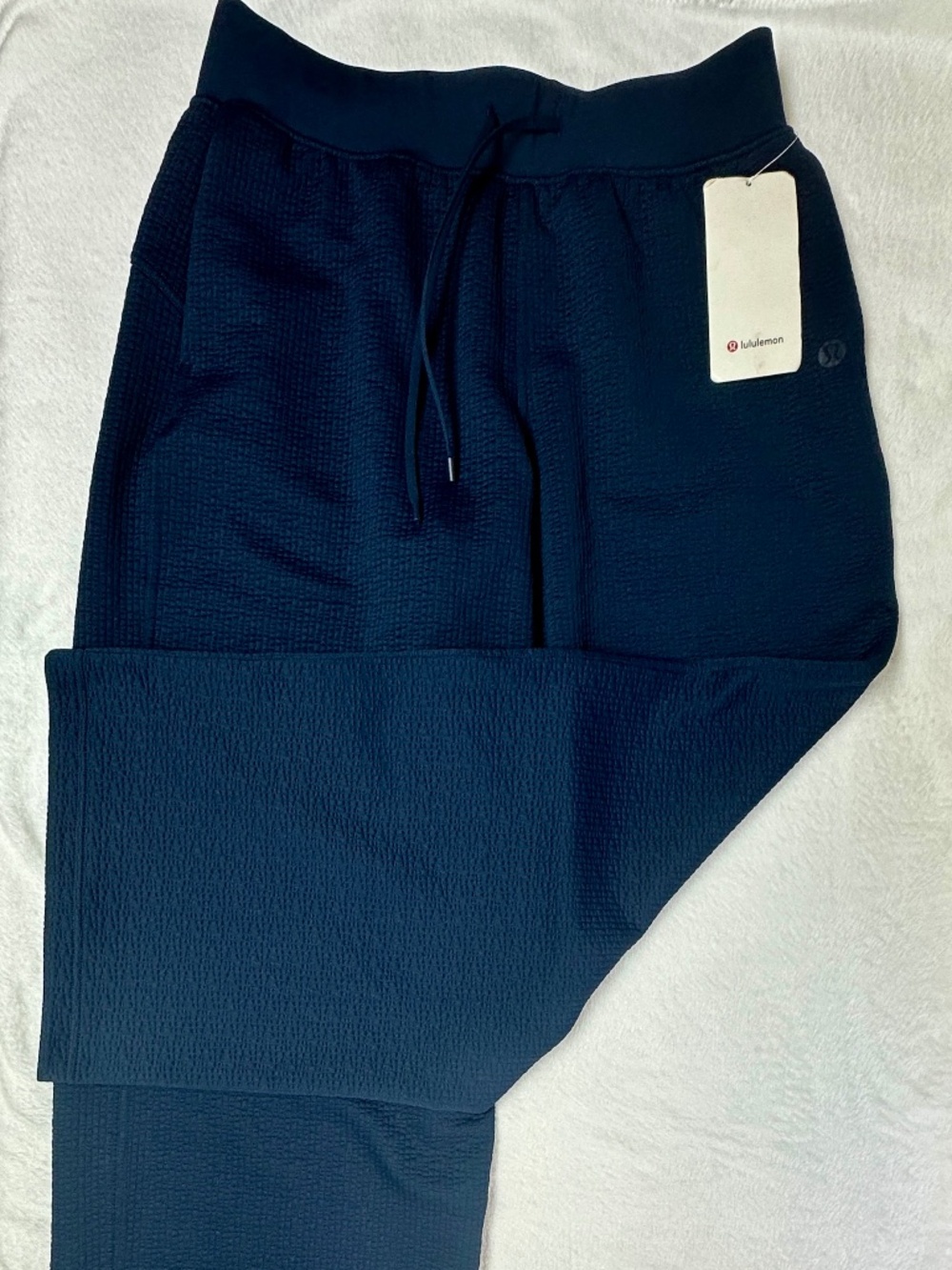 NWT Lululemon Textured High-Rise Wide-Leg Track Pant 31" Size 12 True Navy
